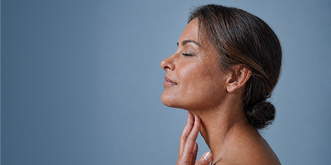 Woman experiencing menopause relief care