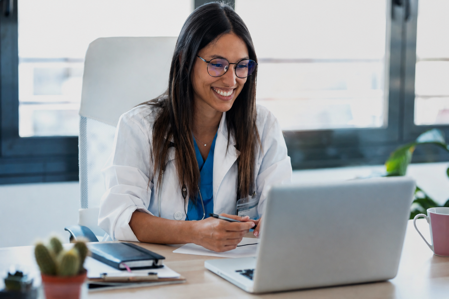 Women's health specialist reviewing a patient case