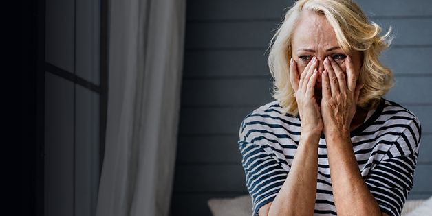 Woman experiencing hormone-related distress